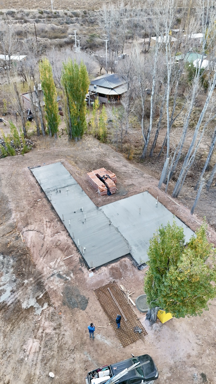 Obra terminada - Vista aerea de platea de hormigon